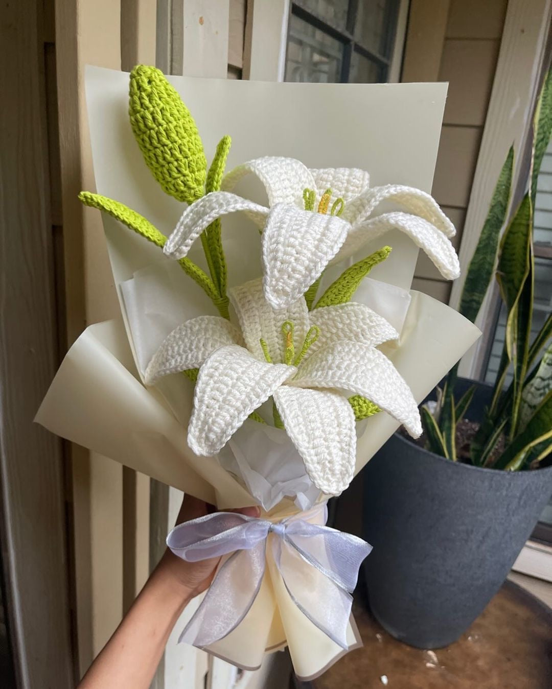 Exquisite Handmade Crochet Lillies Bouquet