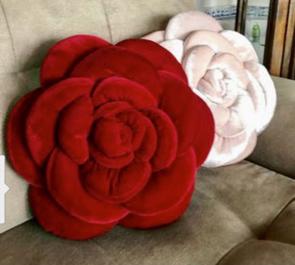 Plush Velvet Rose Pillows - Set of 2