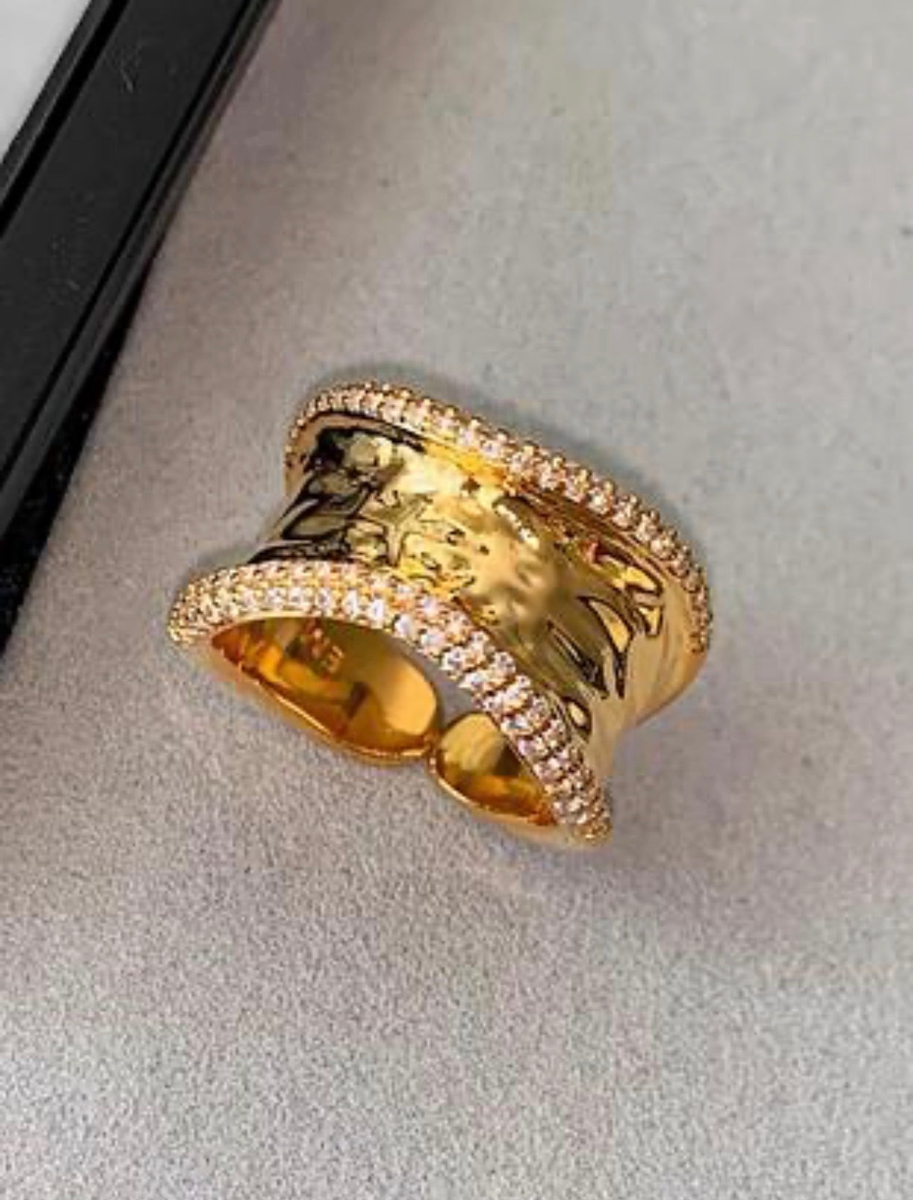 Chic Gold Plated Chunky Irregular Adjustable Ring