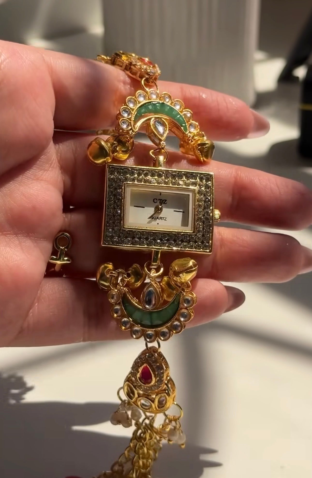 Trending Viral Kundan Ghungroo Kashmiri Watch/Bracelet