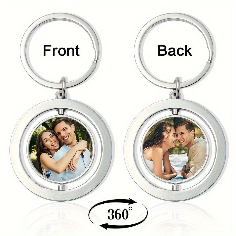 Personalised Rotating Double-Sided Photo Keychain