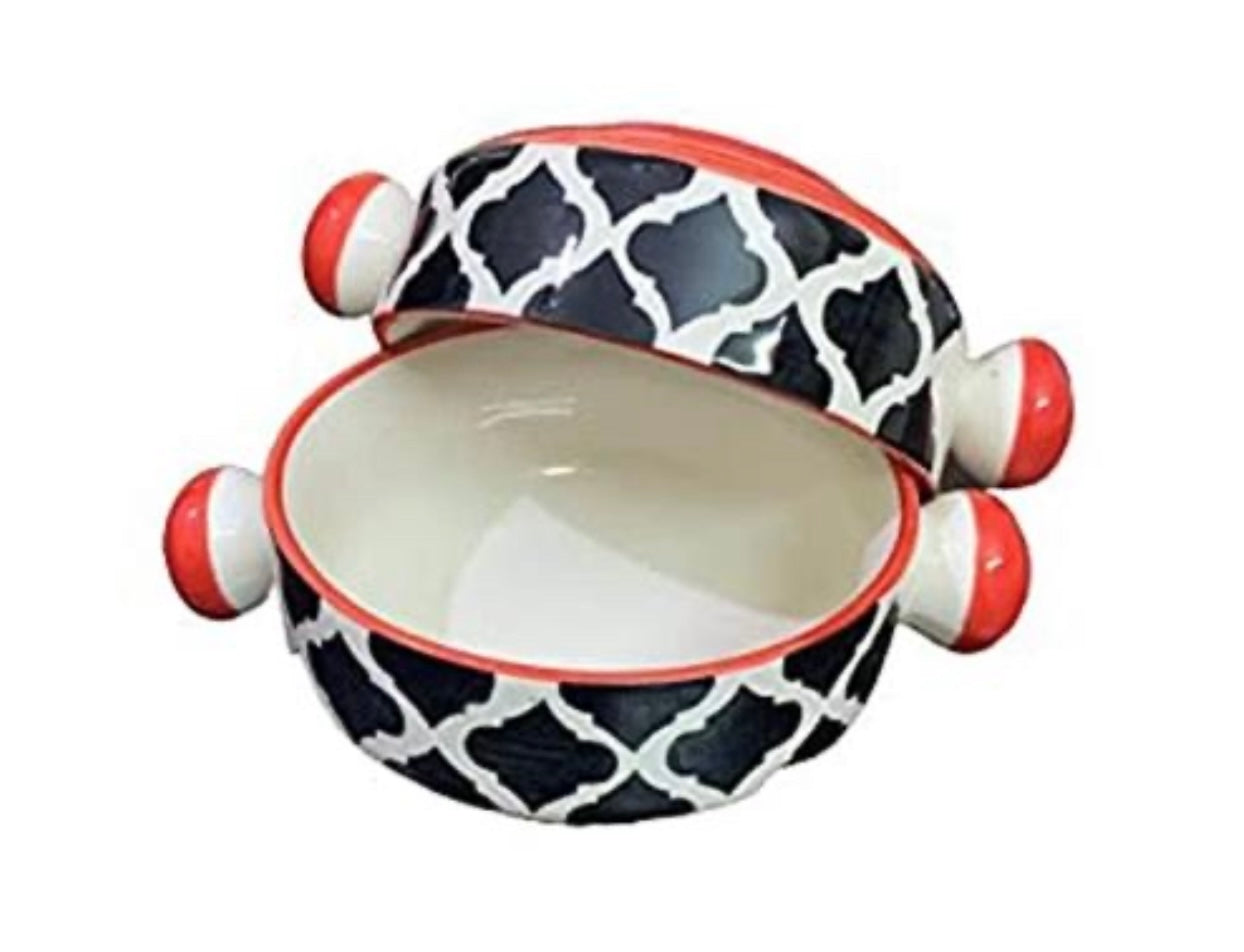 Antique Ceramic Hand Painted Mughal Design Pasta/Soup Serving Bowls - Set of 2