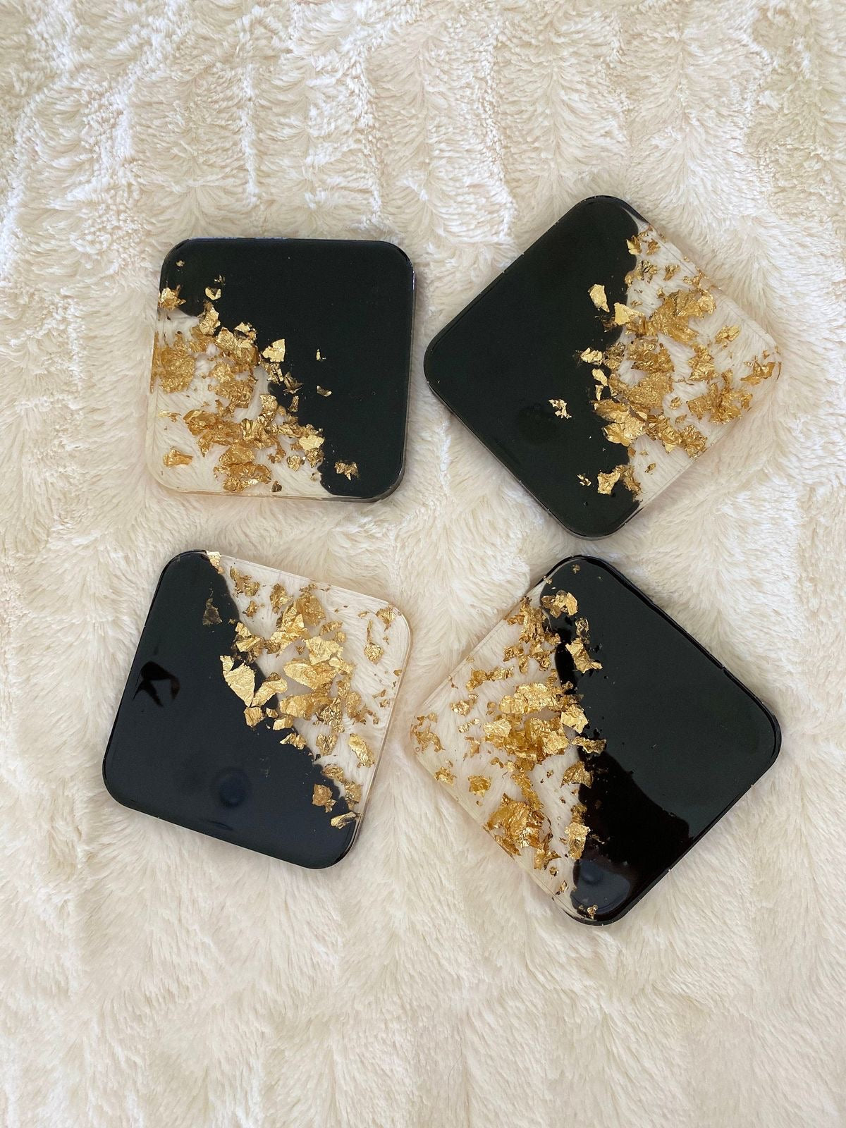 Black & Gold Square Coasters Set