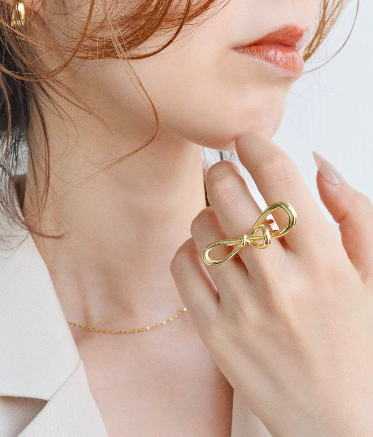 Gold Plated Minimalist Tied Ribbon Ring