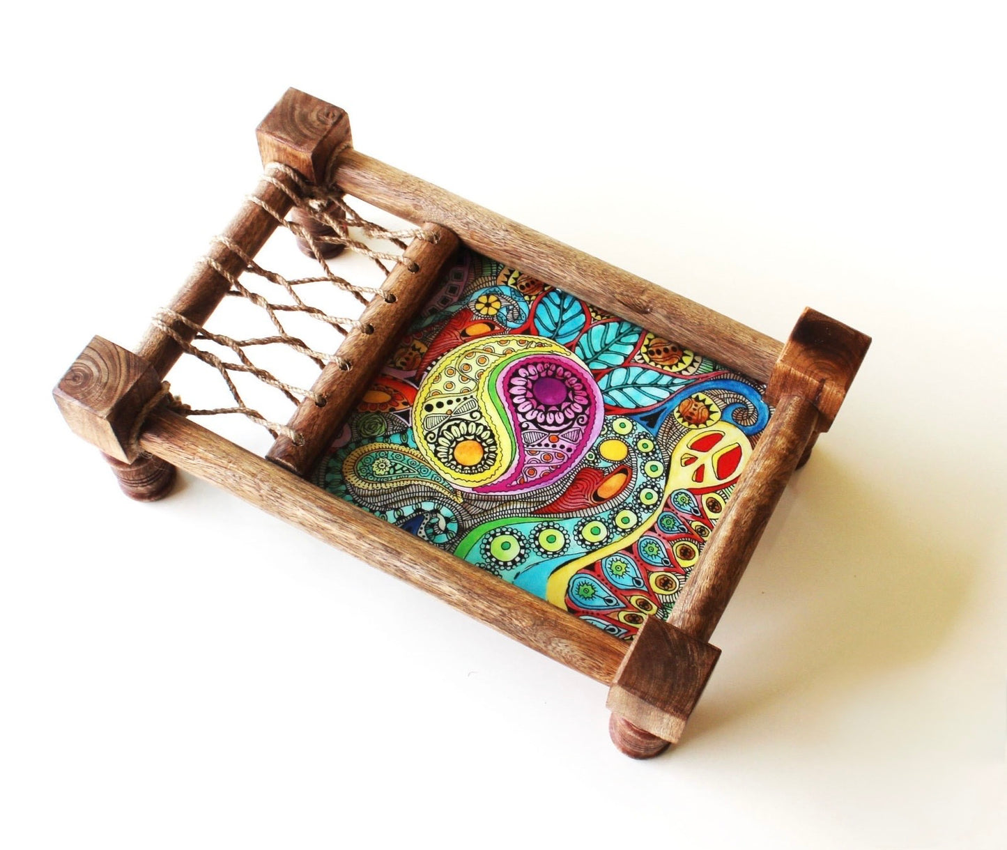 Wooden Khatiya/Cot Platter cum Serving Tray