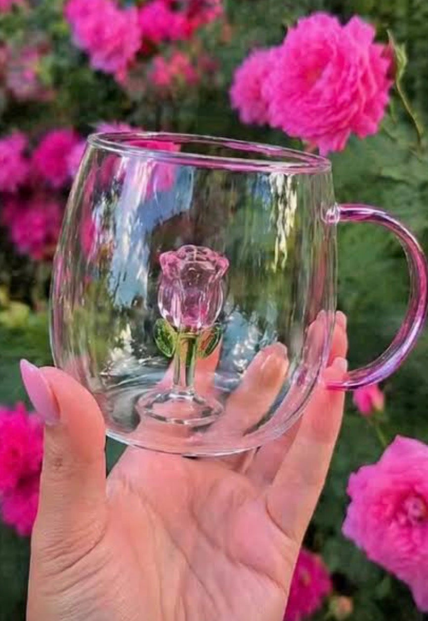 Aesthetic 3D Crystal Rose Inside Mug
