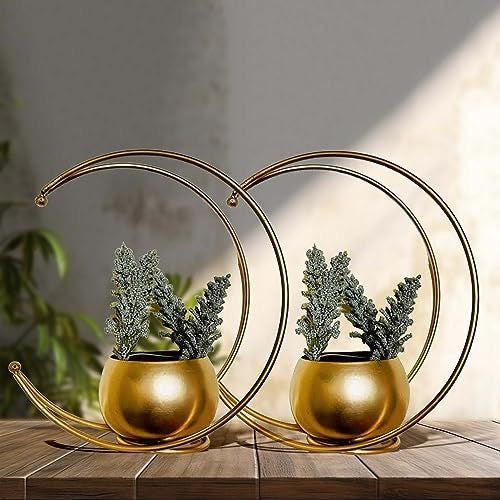 Gold Crescent Shaped Planter