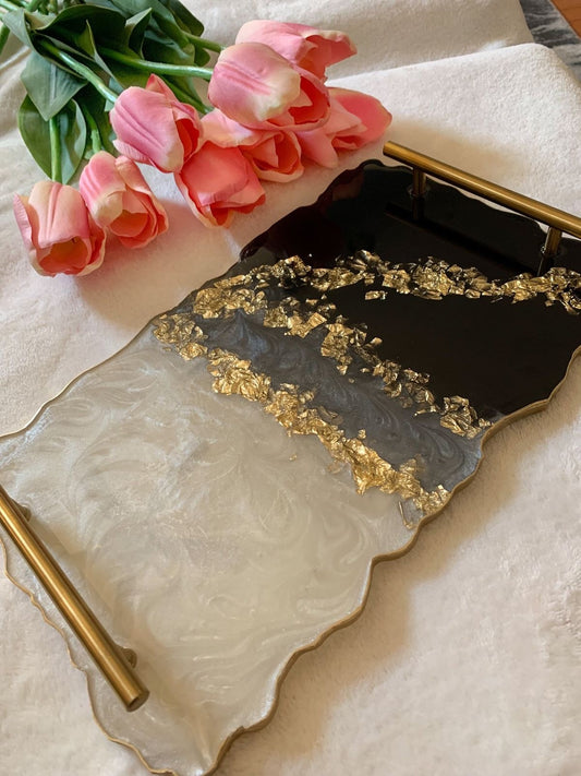 Contrasting Tray with Gold Detailing