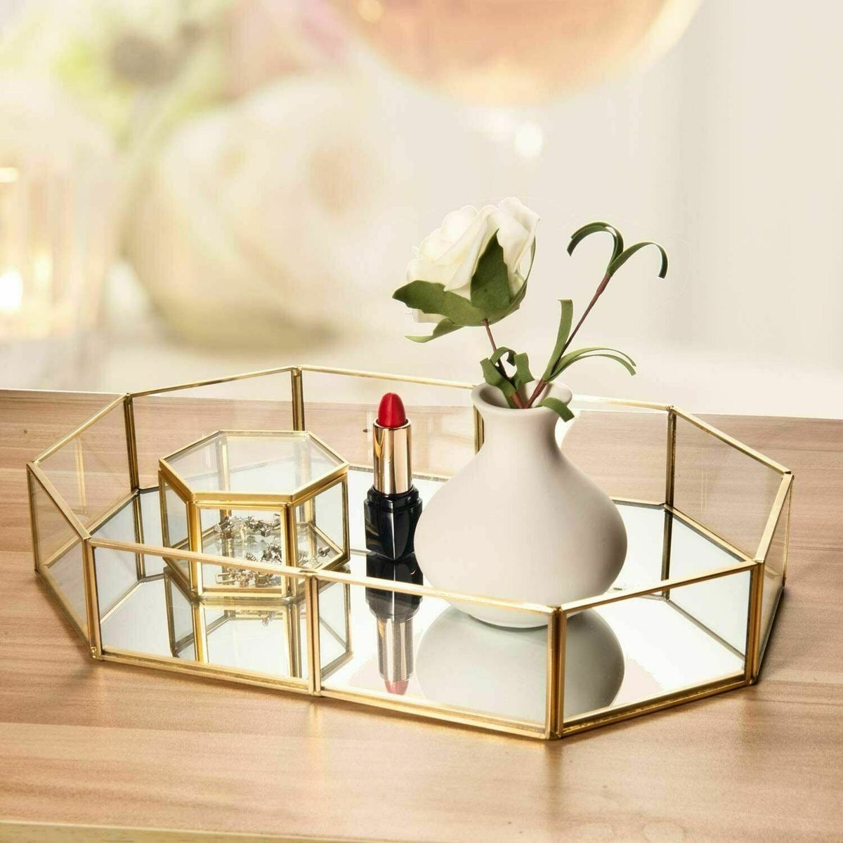 Octagonal Vanity Mirror Tray