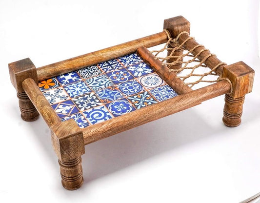 Wooden Khatiya/Cot Platter cum Serving Tray