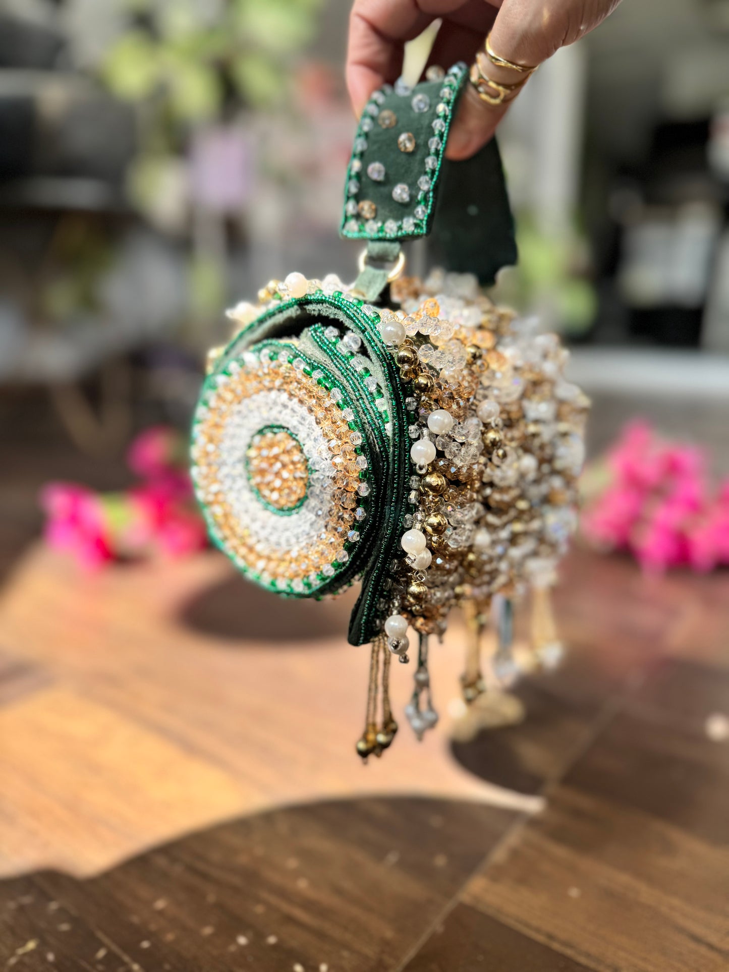 Shimmering Embellished Pearl & Rhinestone Bridal Bag / Party Bag