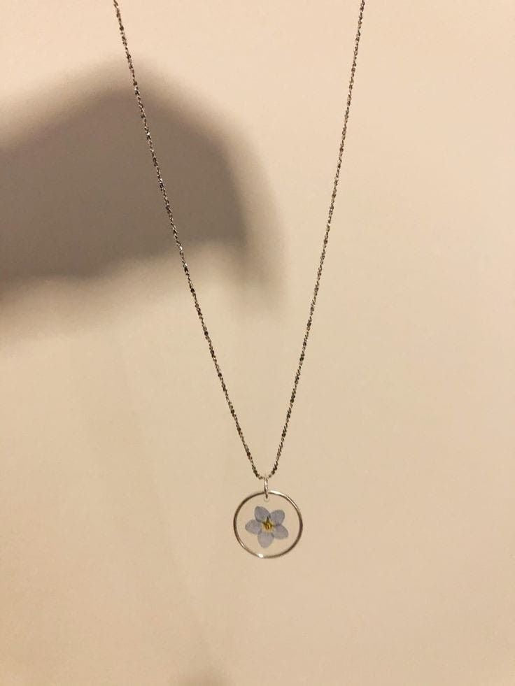 Petite Pendant with Real Forget-Me-Not Flower