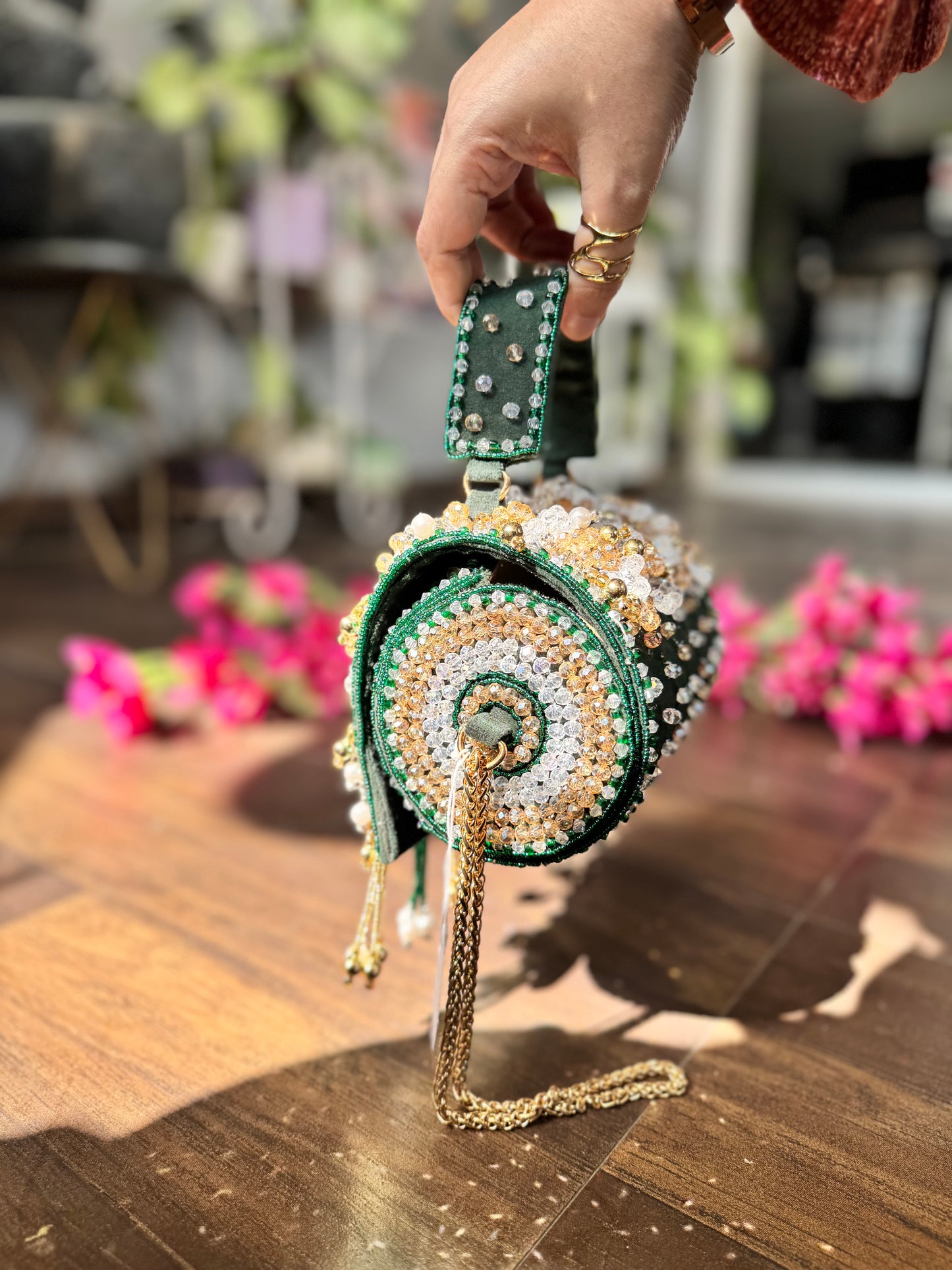 Shimmering Embellished Pearl & Rhinestone Bridal Bag / Party Bag