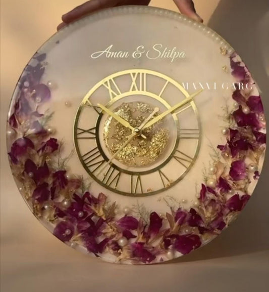Personalised Real Flowers Preserved Wall Clock