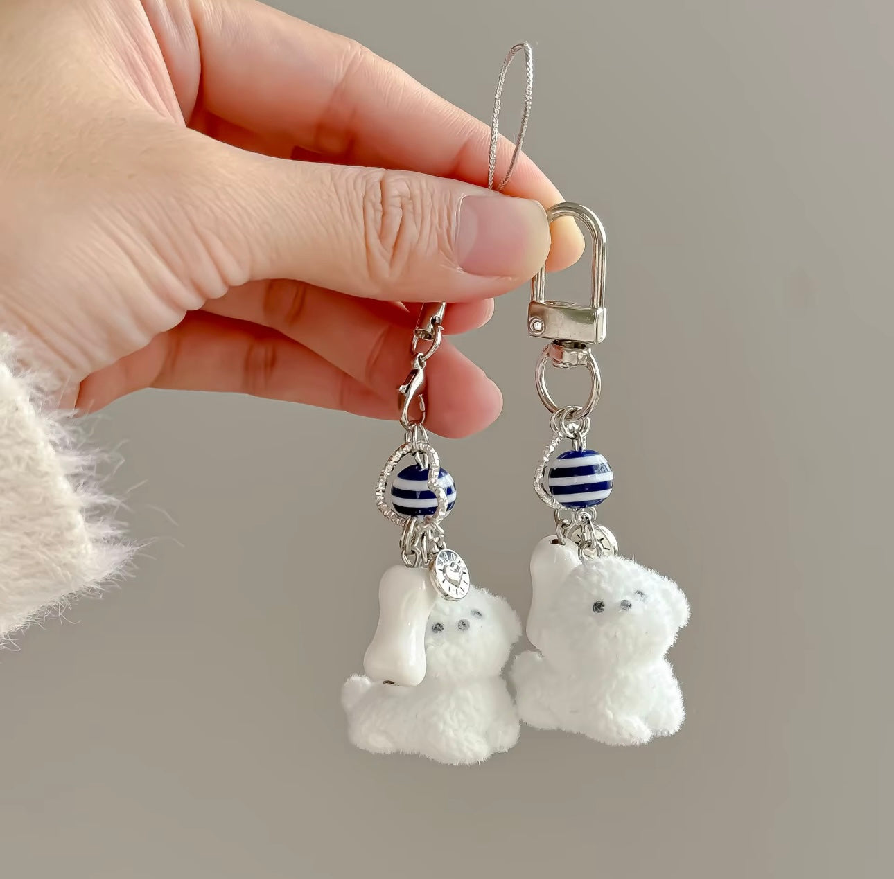 Adorable Soft Cute Plushy Dog Keychain / Stuffed Animal Keychain