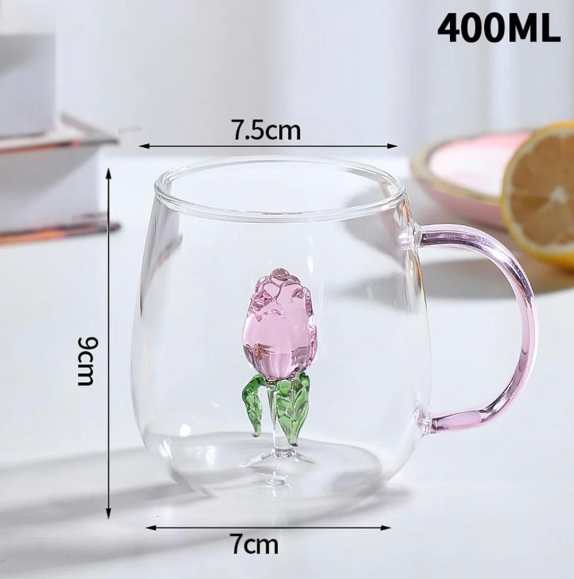 Aesthetic 3D Crystal Rose Inside Mug