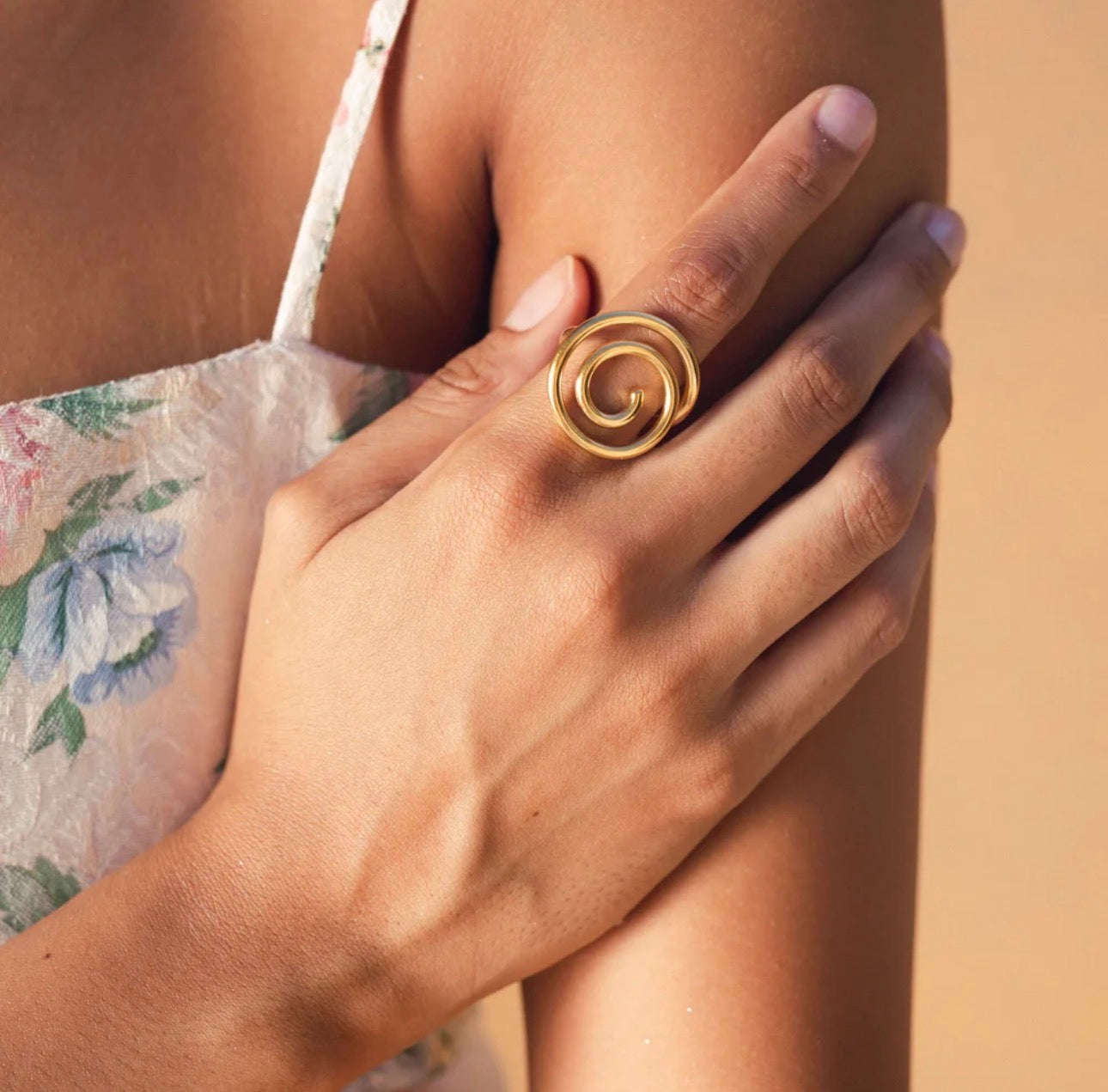 Gold Plated Statement Spiral Ring