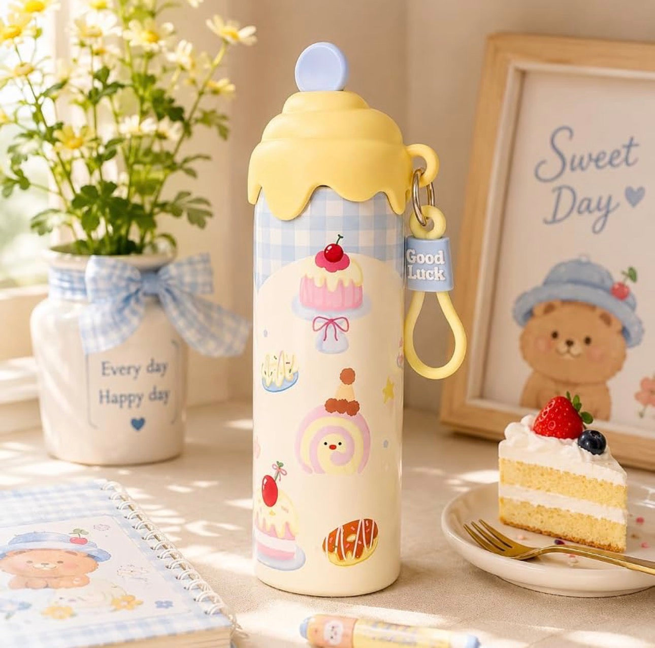 Cute Ice Cream Insulated Tumbler with Straw (600 ml)