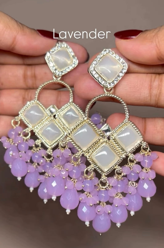Crystal & Monalisa Stone Kundan Earrings