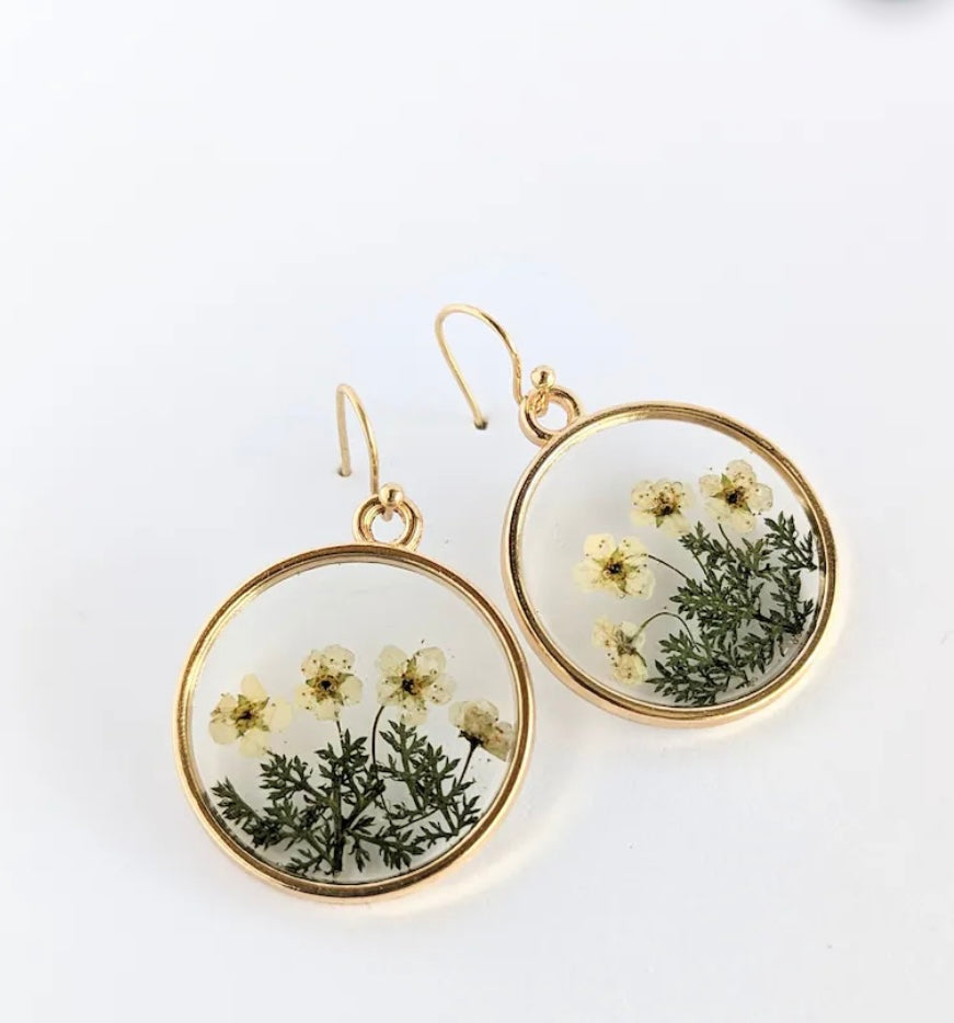 Earrings with Real Pressed Flowers