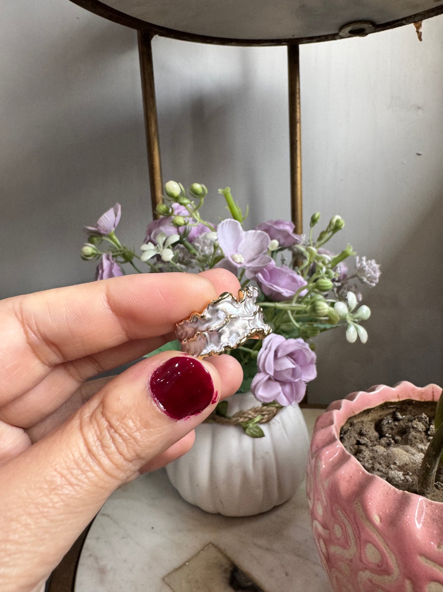 Irregular Silver & Gold Statement Adjustable Ring