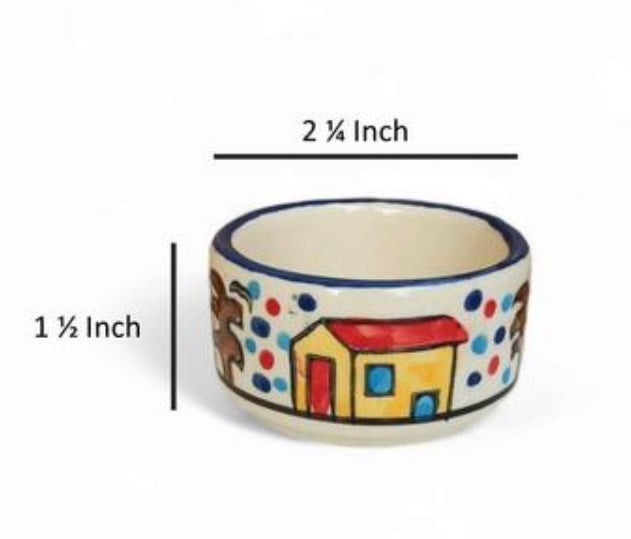 Huts Handpainted Small Dip/Chutney Bowls - Set of 4