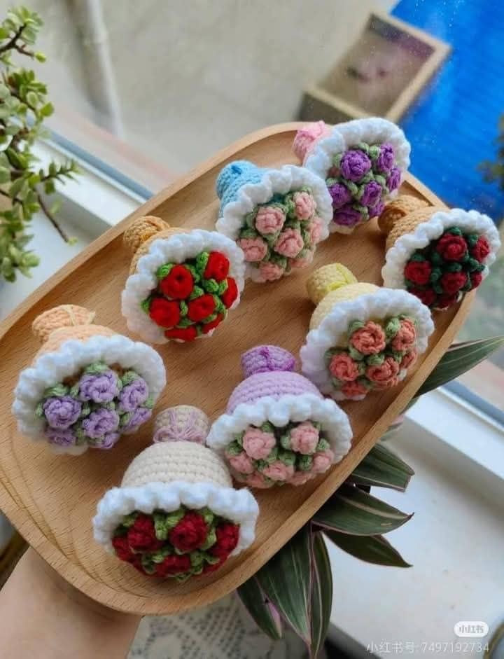Crochet Mini Bouquet Keychain