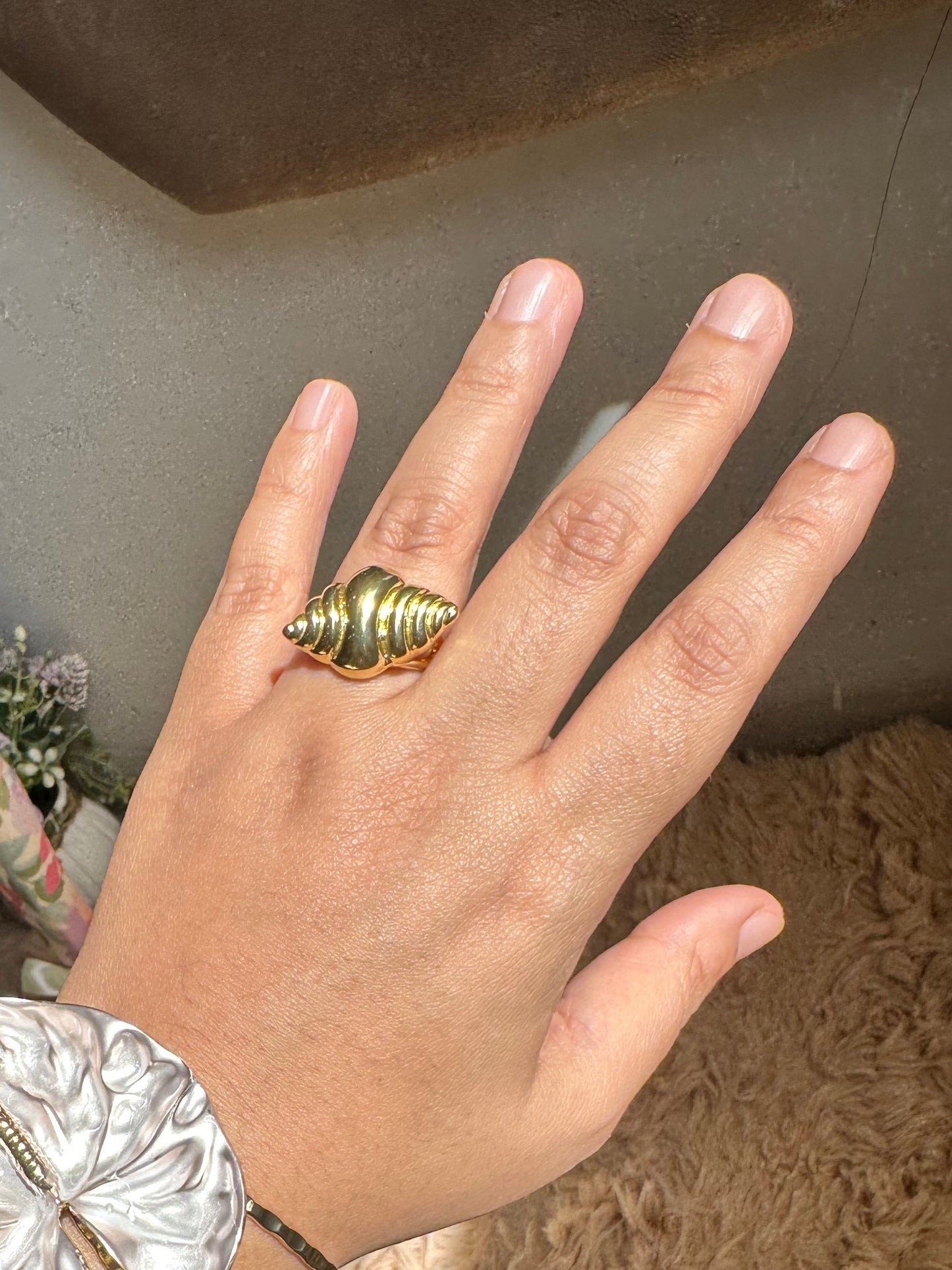 Premium Gold Plated Anti Tarnish Croissant Shape Ring