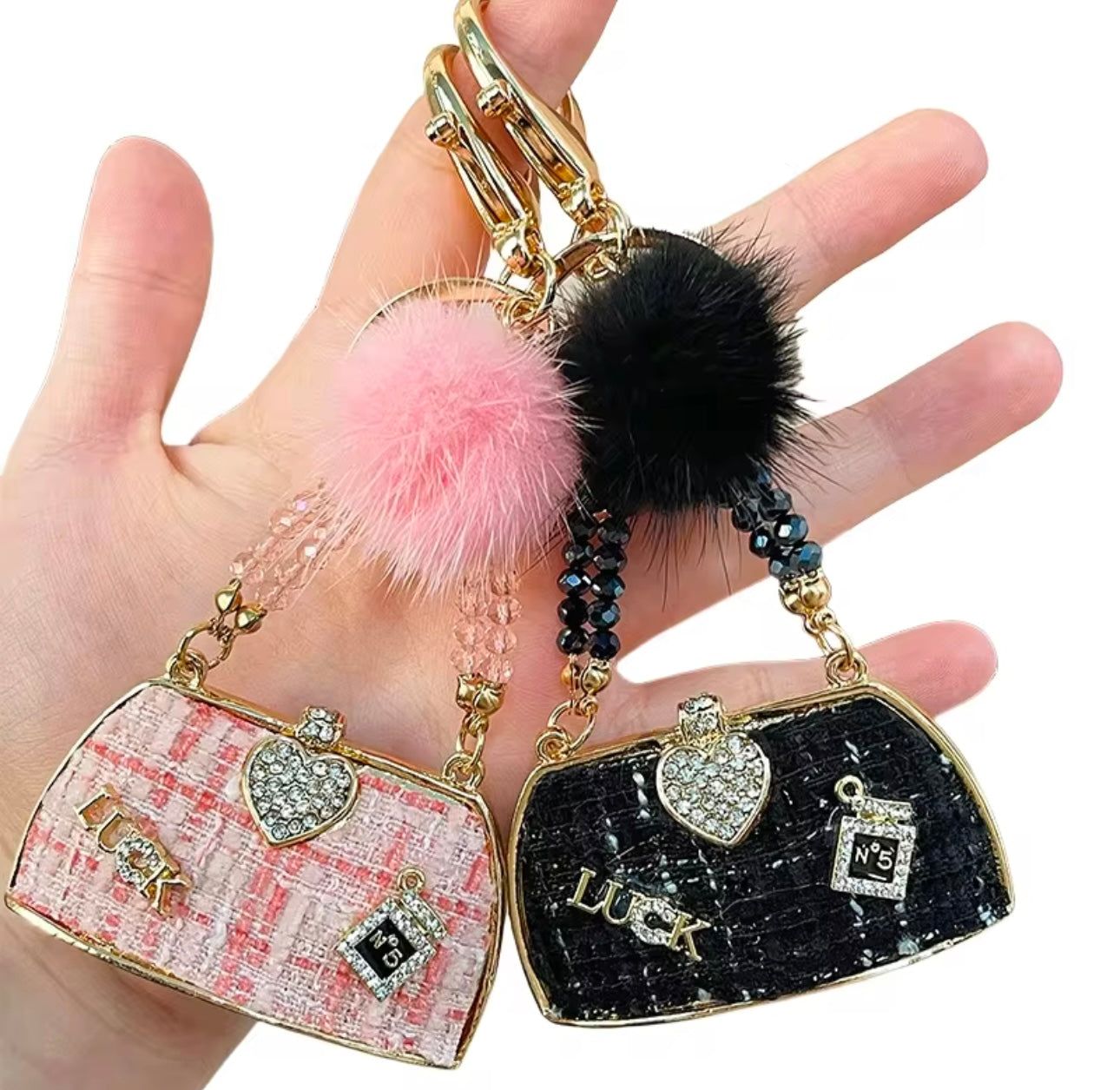 Handbag Shape Metal Rhinestones Keychain