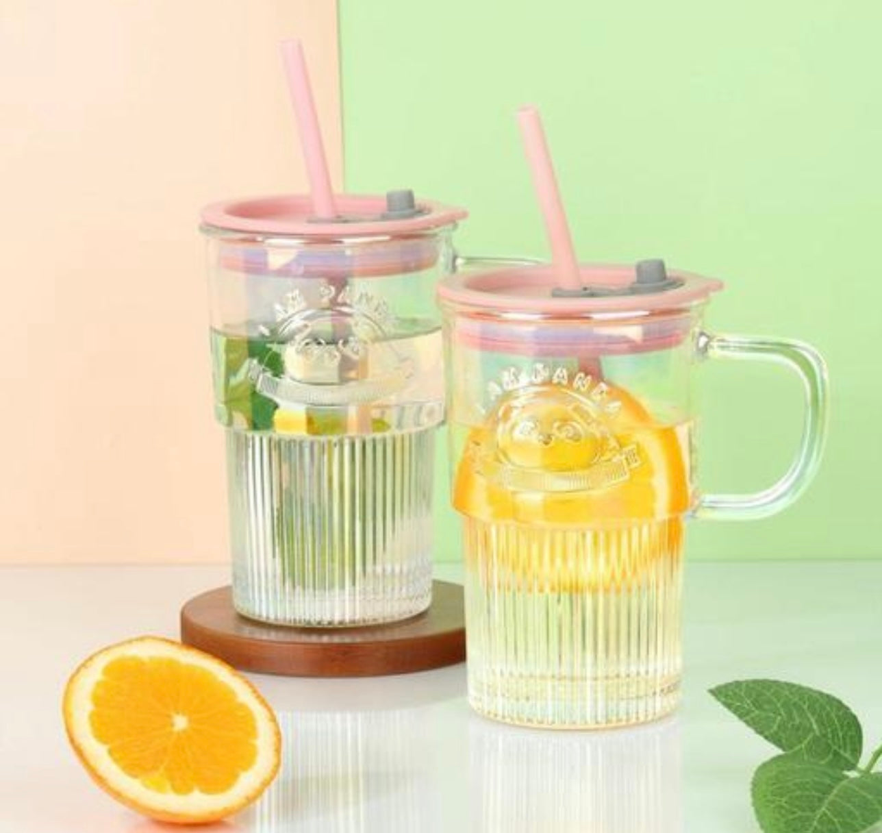 Glass Tumbler with Straw & Lid