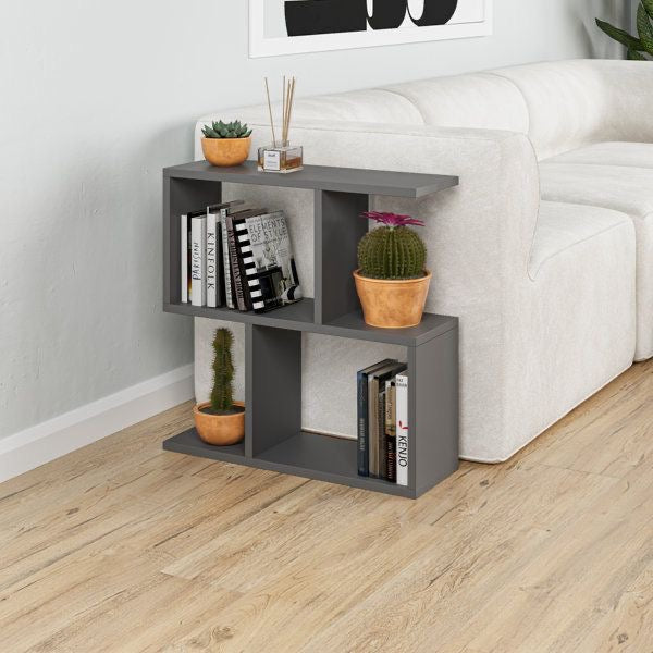 Geometric Design Modern 2-Tier Side Table with Shelves