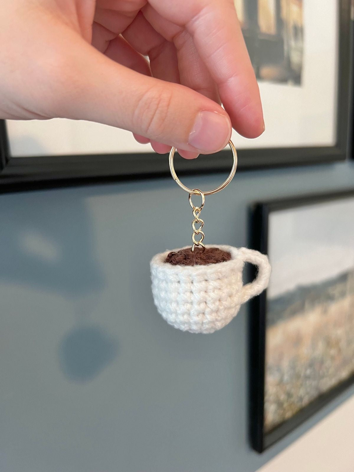 Cute Crochet Coffee Cup Keychain