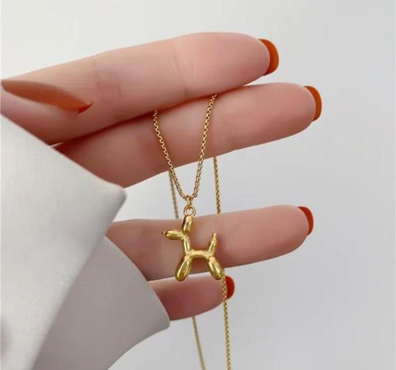 Minimalist Anti Tarnish Gold Plated Balloon Dog Pendant