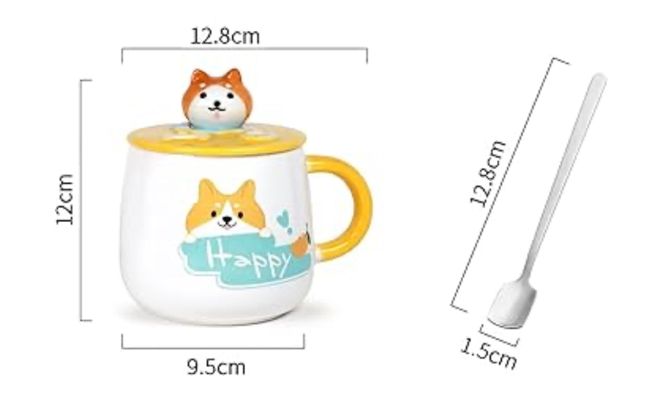 Cute Kitty Mug with Lid & Stirrer