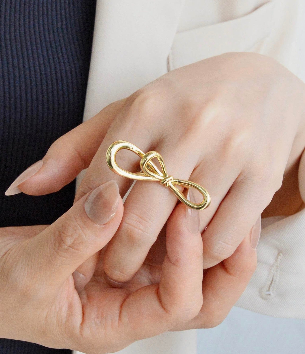 Gold Plated Minimalist Tied Ribbon Ring