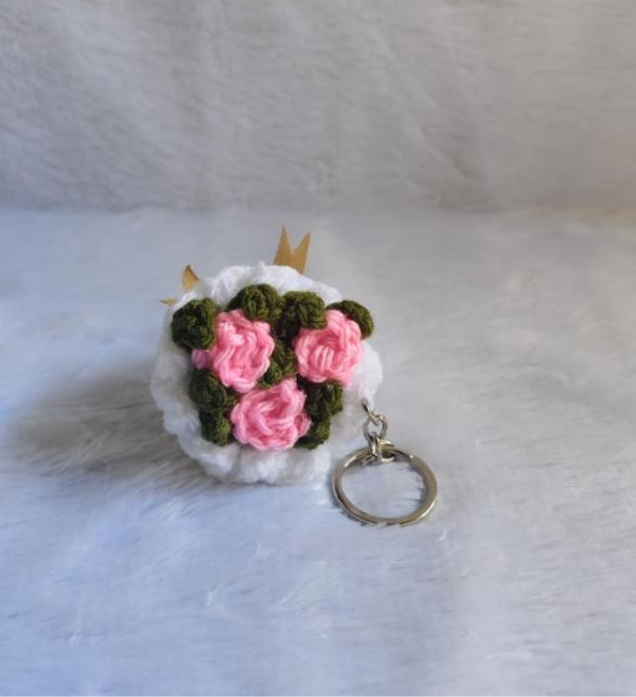 Crochet Mini Rose Bouquet Keychain