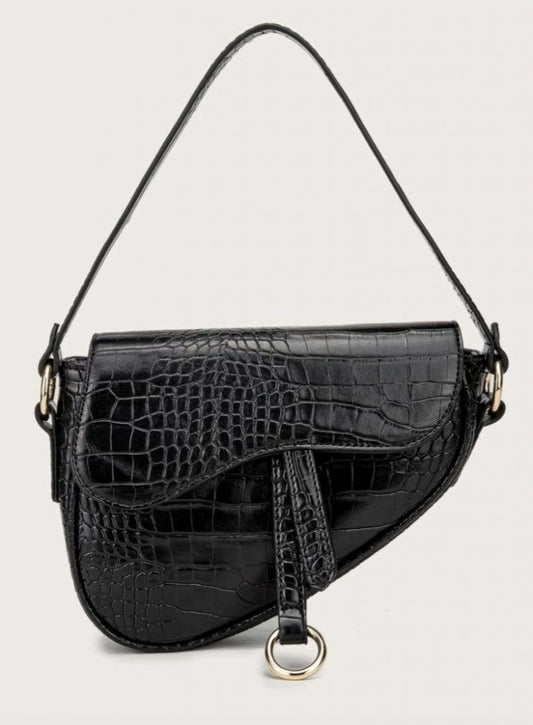 Premium Designer Black Saddle Bag
