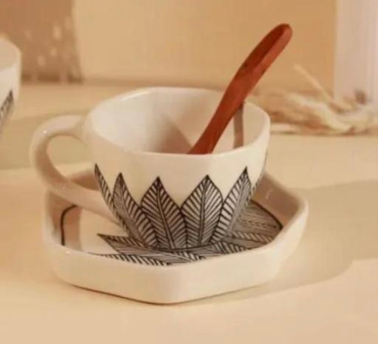 Leaf Print Cup & Saucer Set