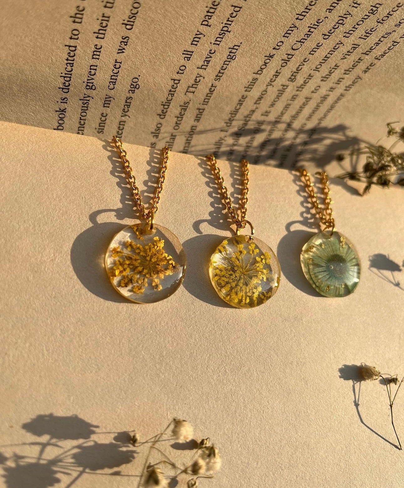 Pendants with Real Pressed Flowers