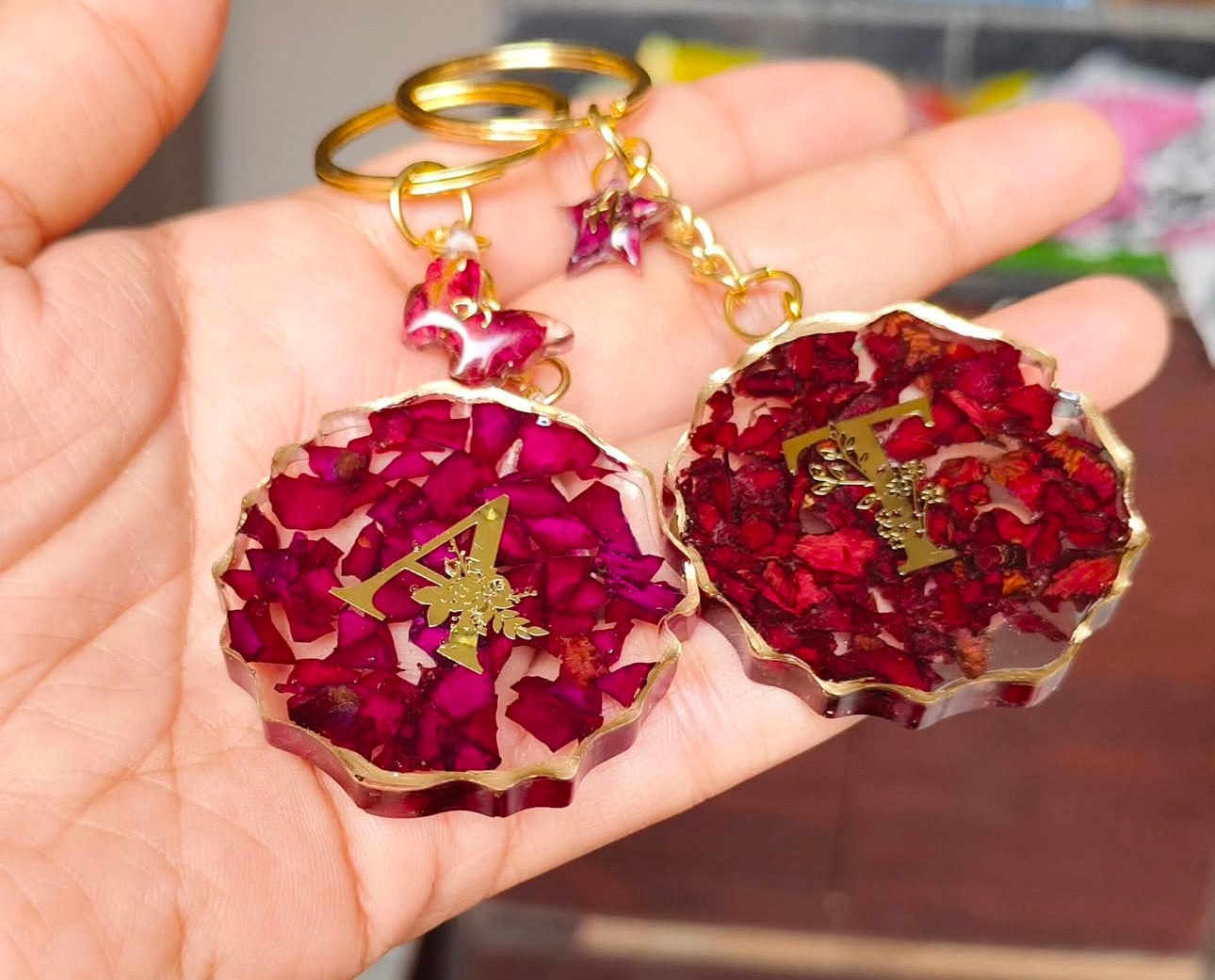 Flower Preservation Keychain with Initials