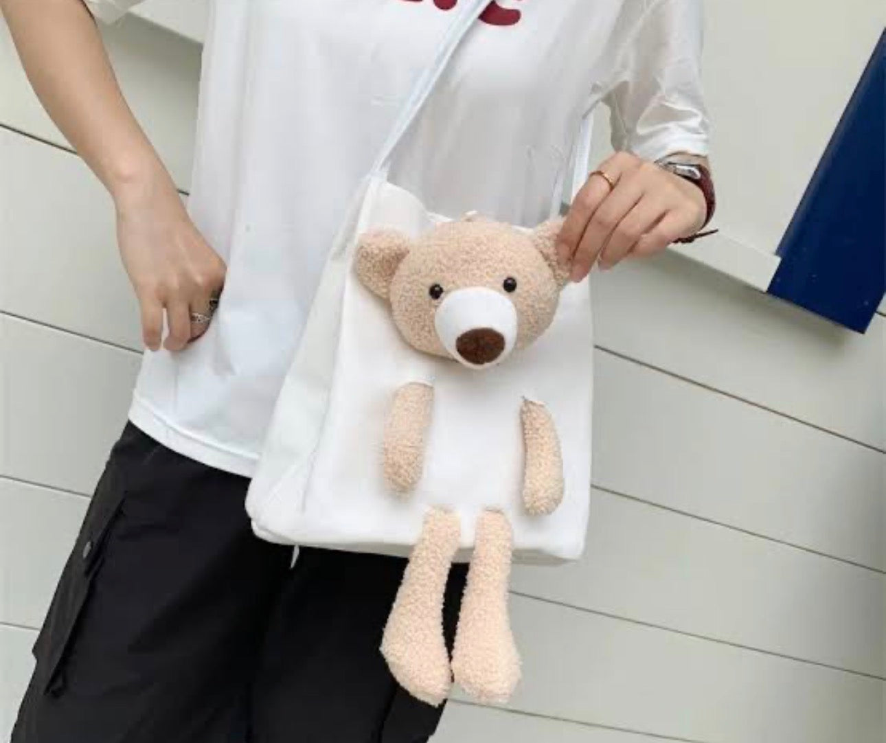 Cute Plush Teddy Tote Bag