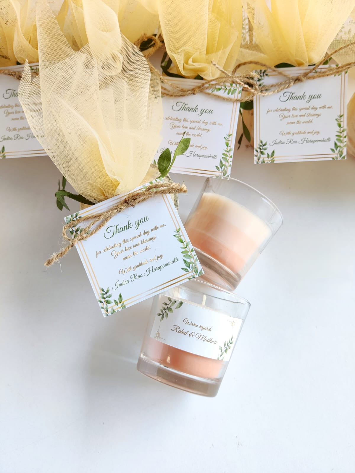Votive Jar Candles for Return Gifts/Favours with Packaging & Personalised Tags