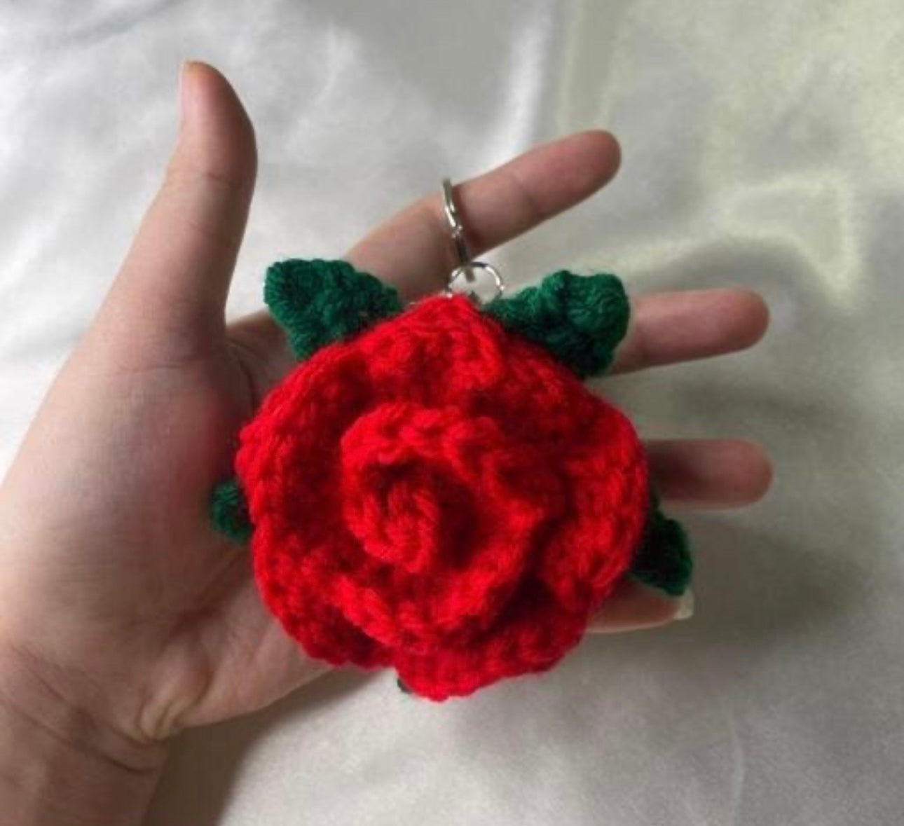 Crochet Rose Keychain