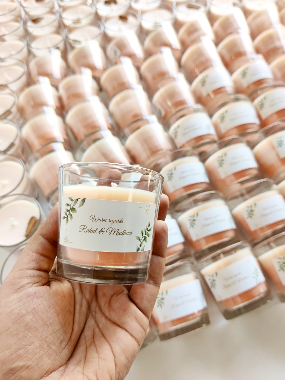 Votive Jar Candles for Return Gifts/Favours with Packaging & Personalised Tags
