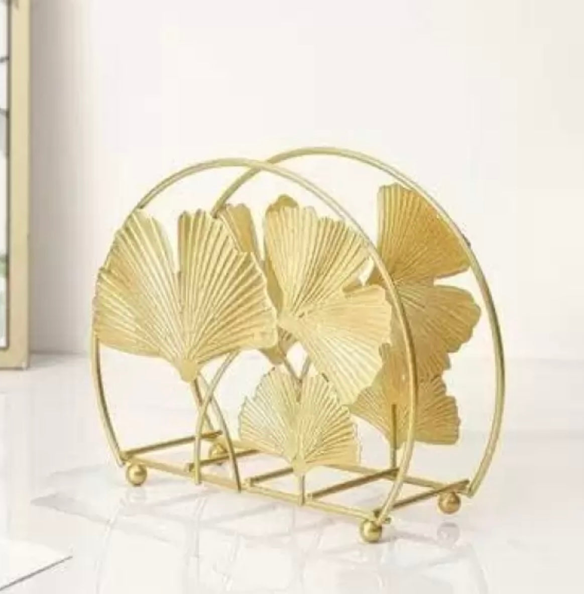 Elegant Gold Ginkgoo Leaves Tissue Holder