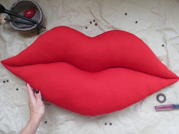 Plush Velvet Red Lips Pillow