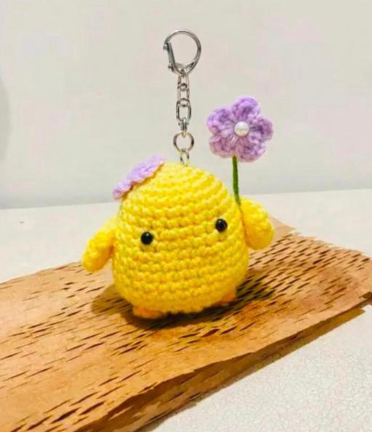 Adorable Yellow Duck Crochet Keychain