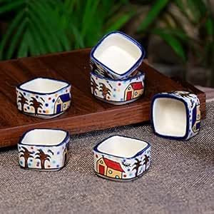 Huts Handpainted Dip/Chutney Bowls Set