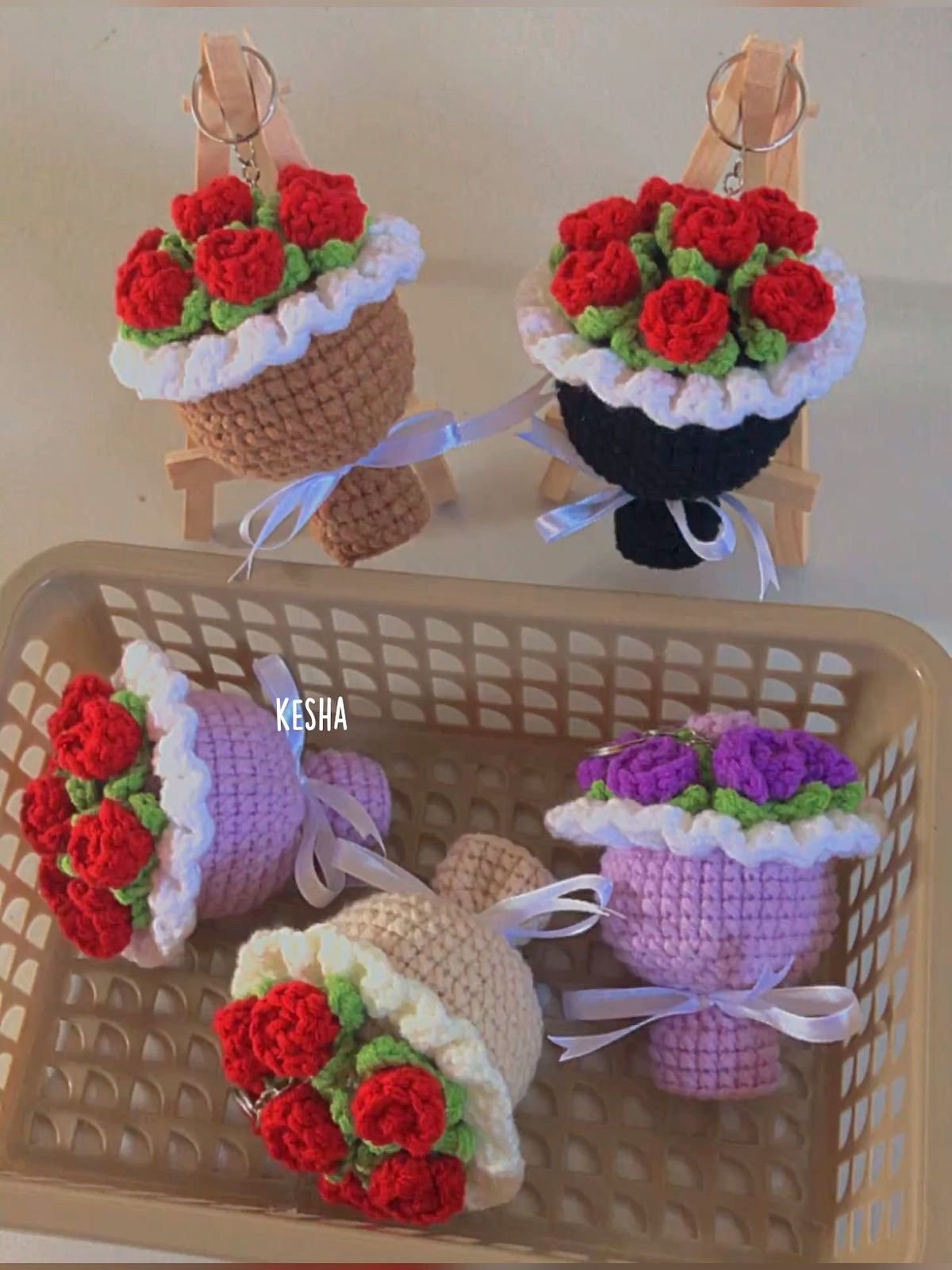 Crochet Mini Bouquet Keychain