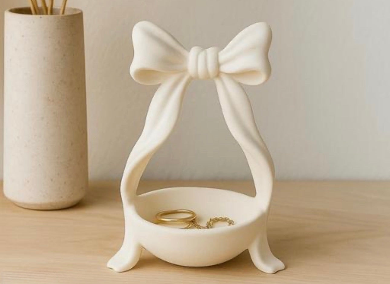 Decorative Coquette Bow Jewelry Tray Stand / Trinket Holder